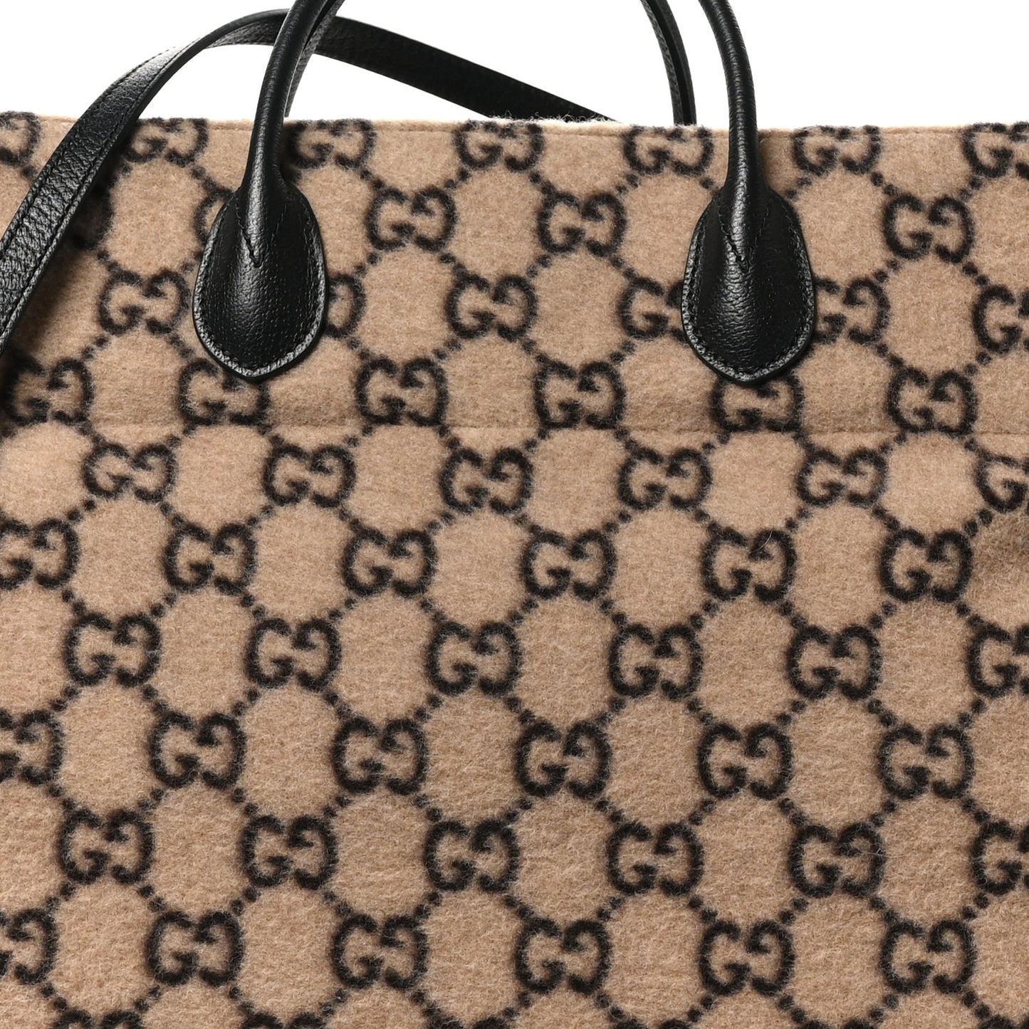 Covered Wool GG Monogram Large Tote Bag Beige Ebony