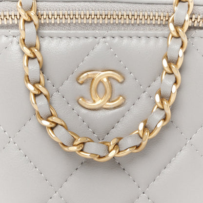 Chanel Lambskin Quilted Pearl Crush Mini Vanity Case With Chain Grey 8 of 10