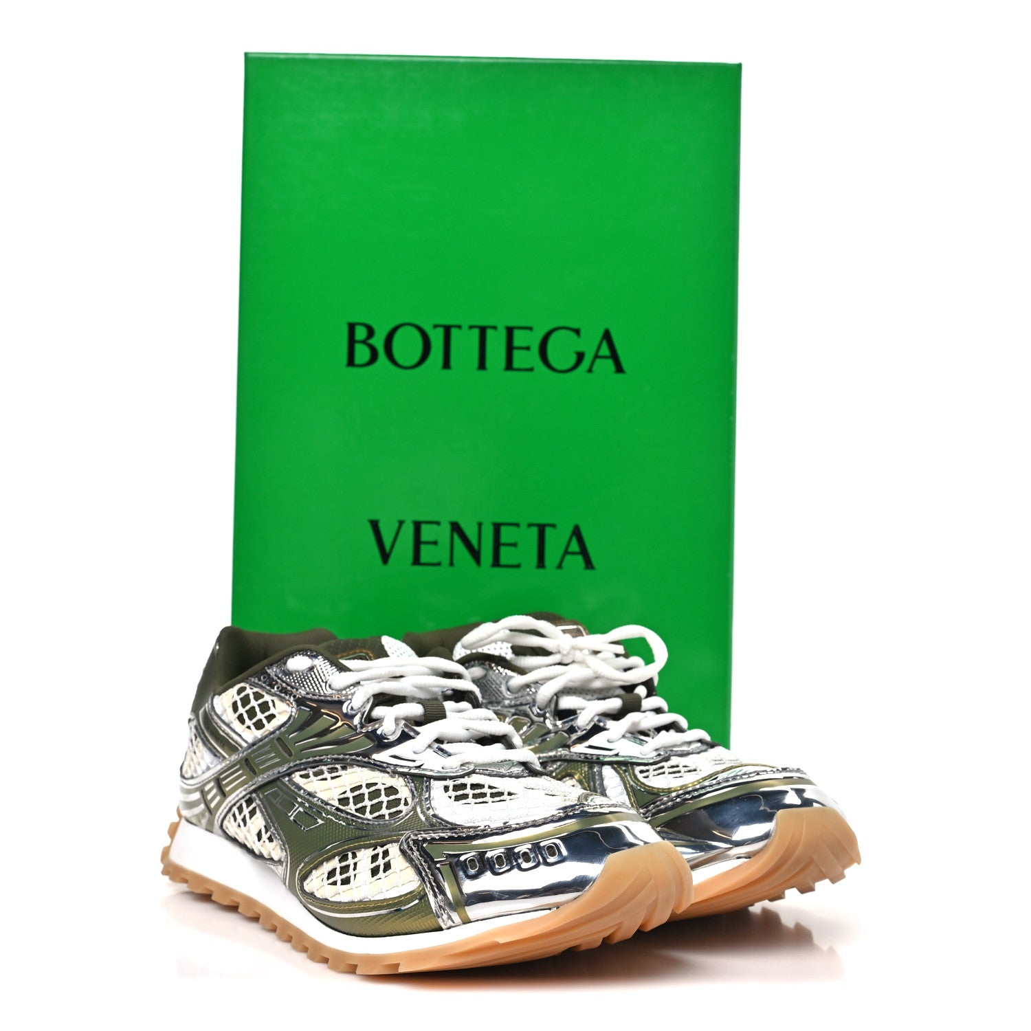 Bottega Veneta Fishnet Fabric Orbit Sneakers  40 Mud white 9 of 9