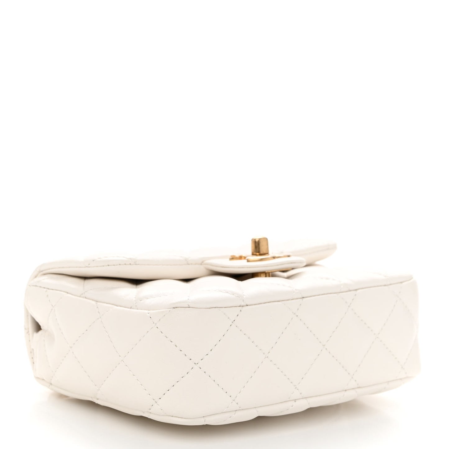 Lambskin Enamel Quilted Mini Coco Hearts Square Flap White