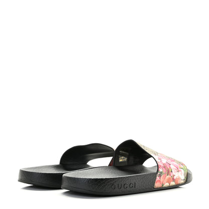 Gucci GG Supreme Monogram Blooms Slide Sandals 38 Beige Multicolor 4 of 11
