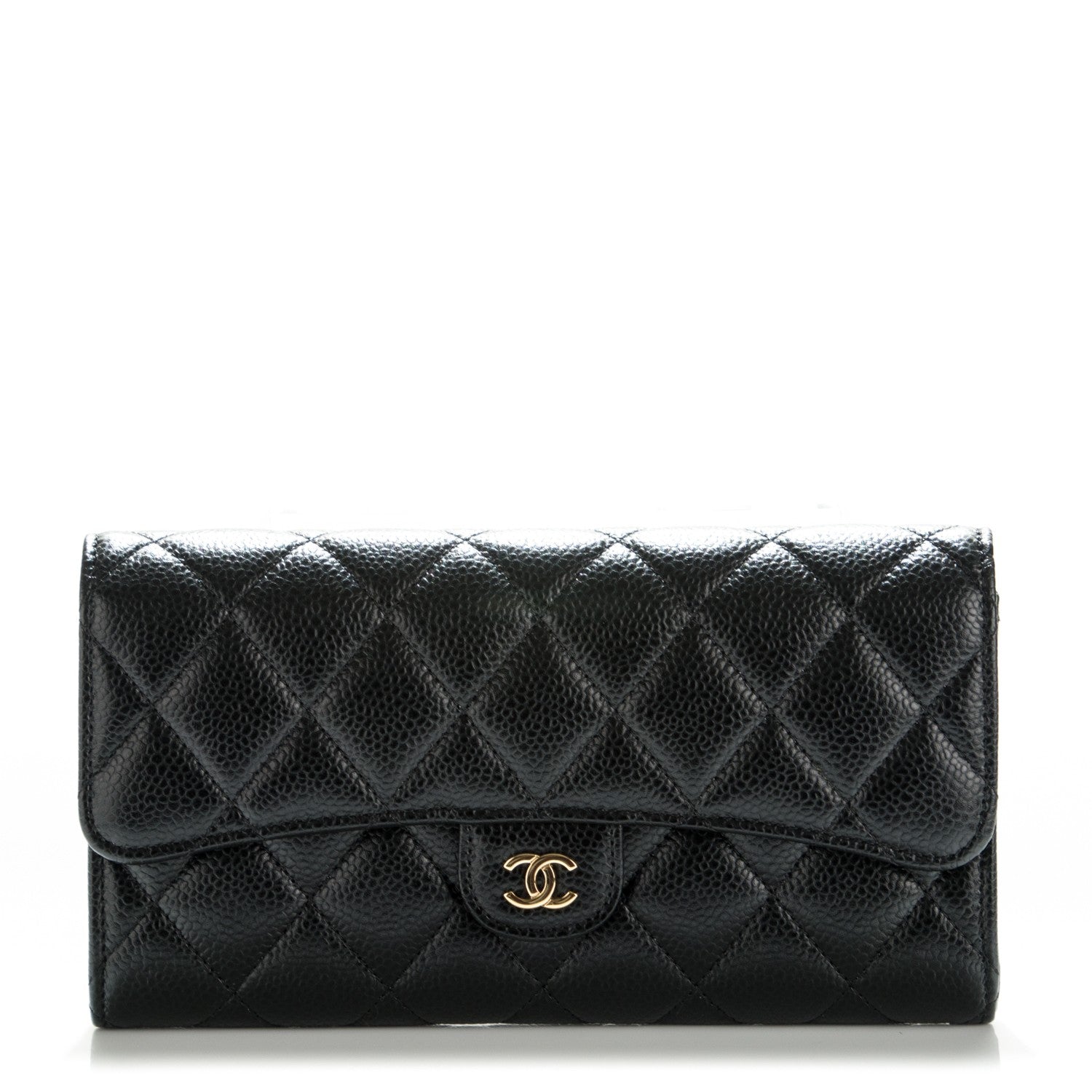 Chanel Caviar Quilted Large Gusset Flap Wallet Black 1 of 8