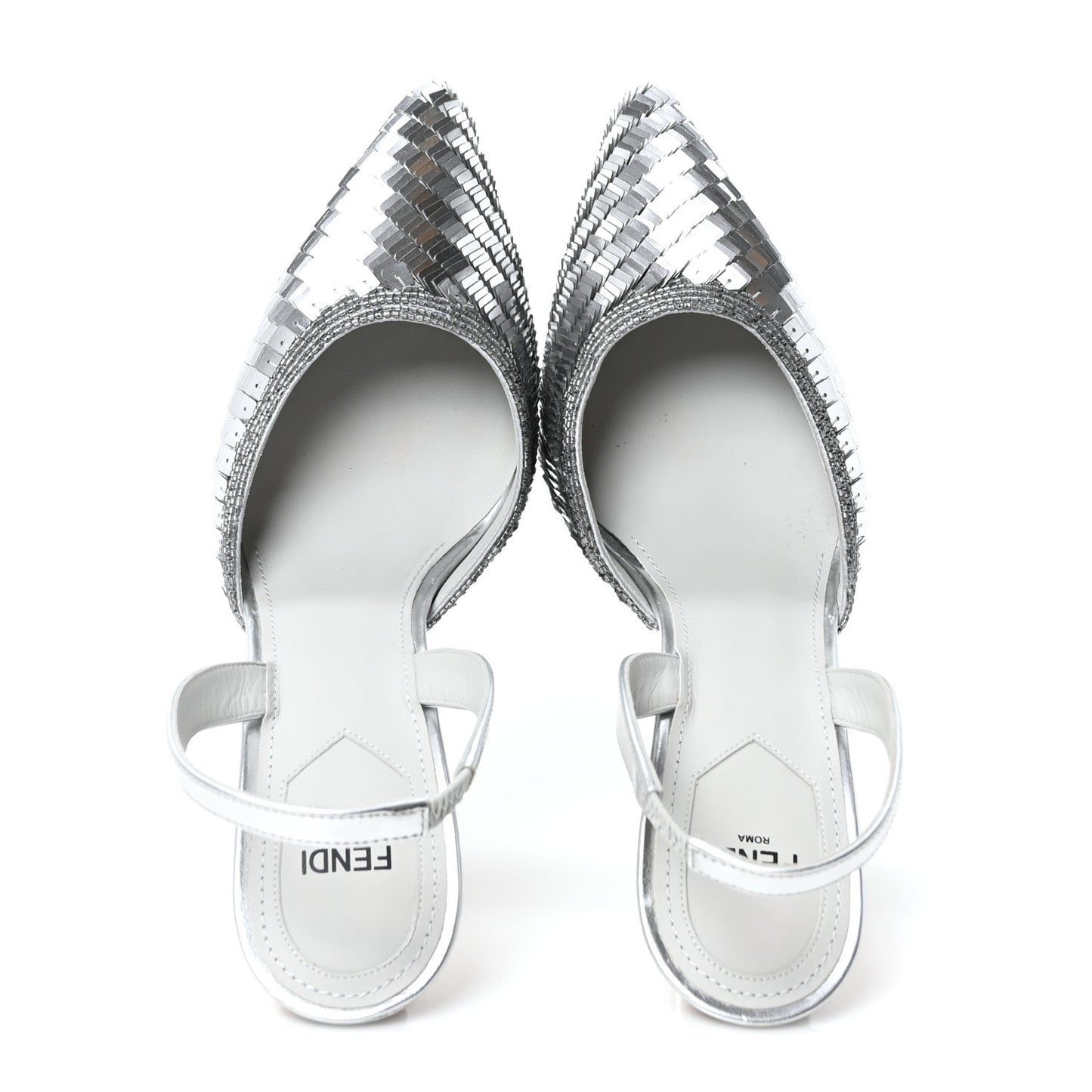 Crystal Fendi First Slingback Pump 37 39 Grigio