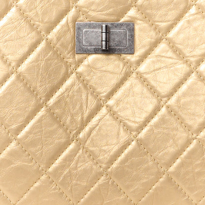 Chanel Metallic Aged Calfskin Quilted Reissue 2.55 Tote Light Gold 9 of 11