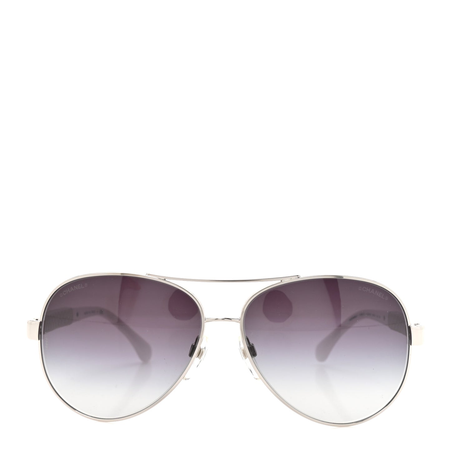 Lambskin Quilted CC Aviator Sunglasses 4195-Q White Silver