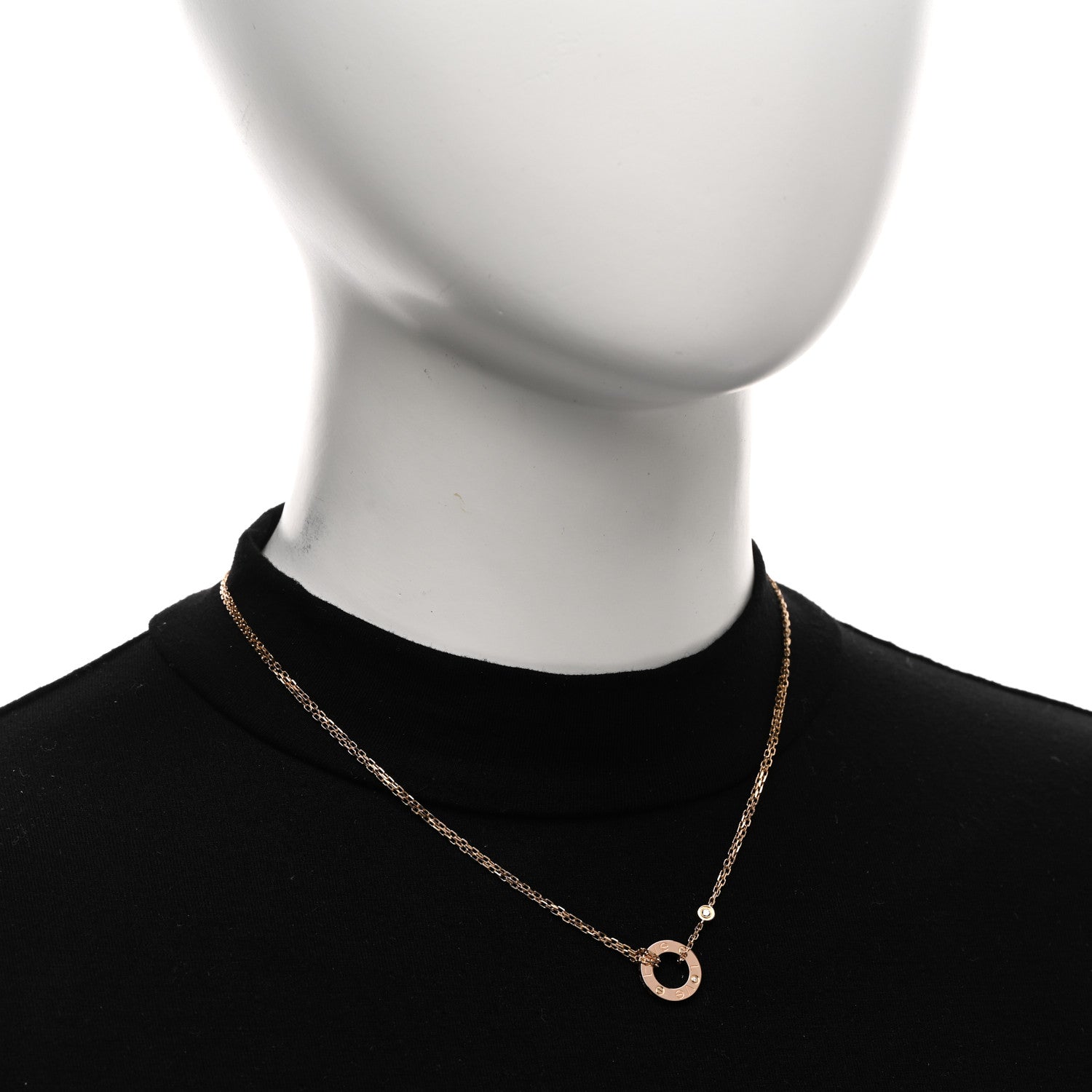 Cartier 18K Pink Gold 2 Diamond LOVE Necklace 2 of 5