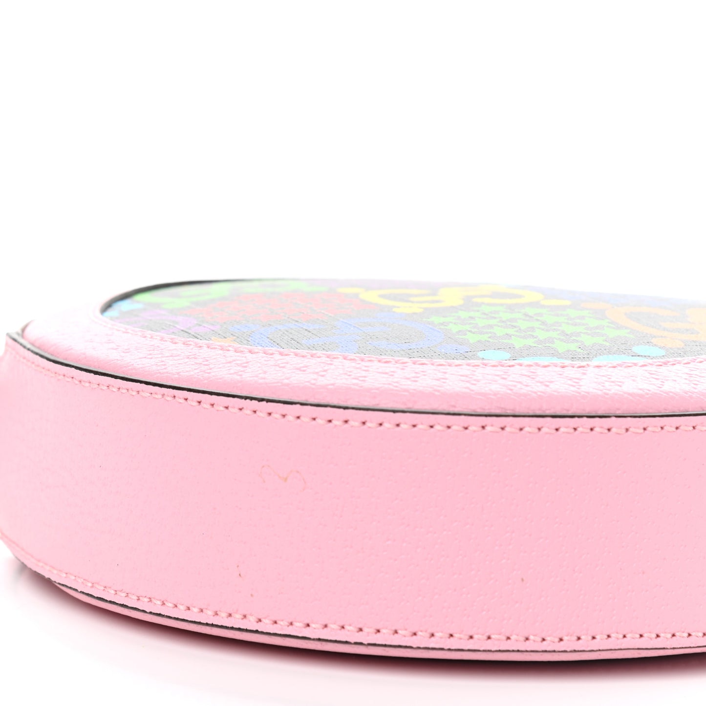 GG Supreme Monogram Psychedelic Round Shoulder Bag Black Multicolor Sugar Pink