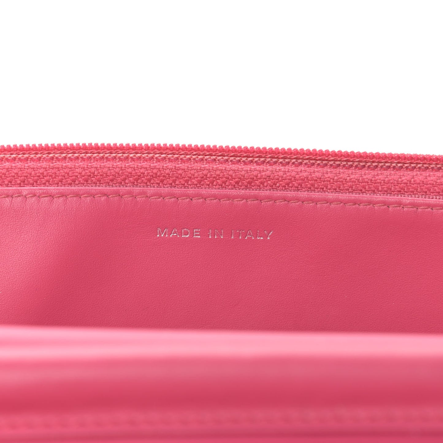 Patent Calfskin Quilted Wallet On Chain WOC Pink
