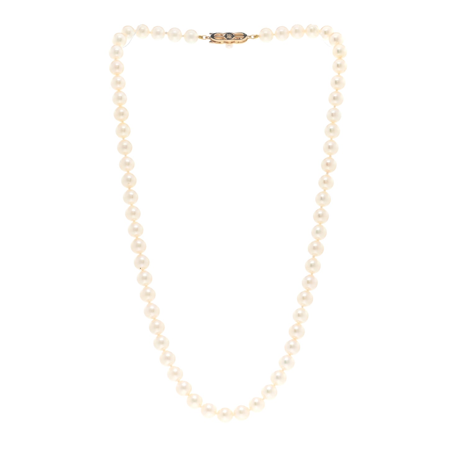 18K Yellow Gold Akoya Cultured Pearl 6.5-7mm Strand Necklace