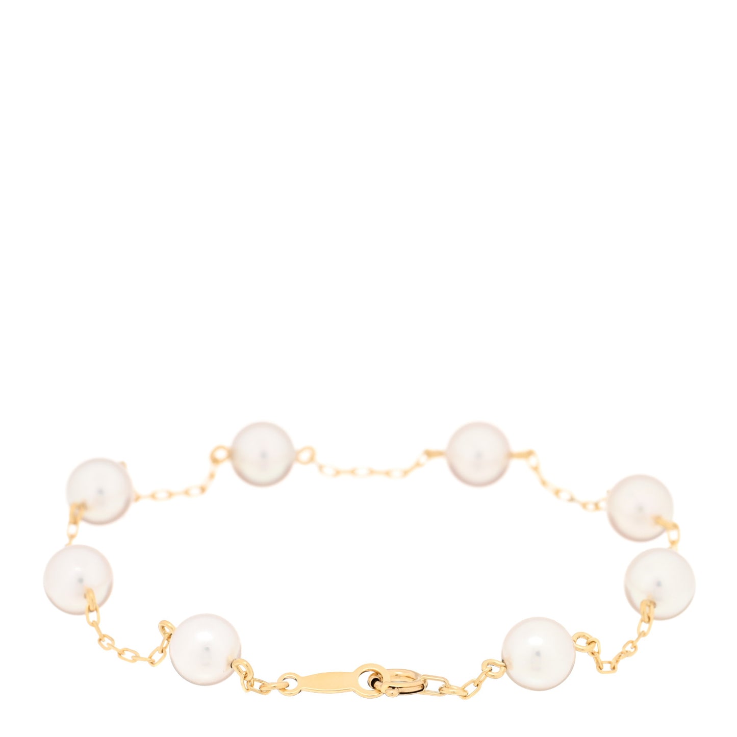 18K Yellow Gold Akoya Pearl 6mm Station Bracelet