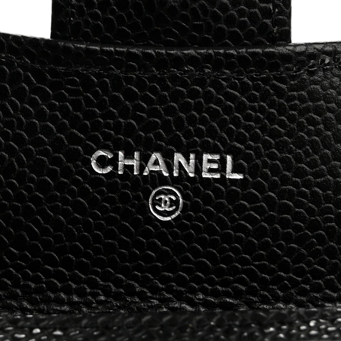Caviar Quilted Flap Card Holder Wallet Black