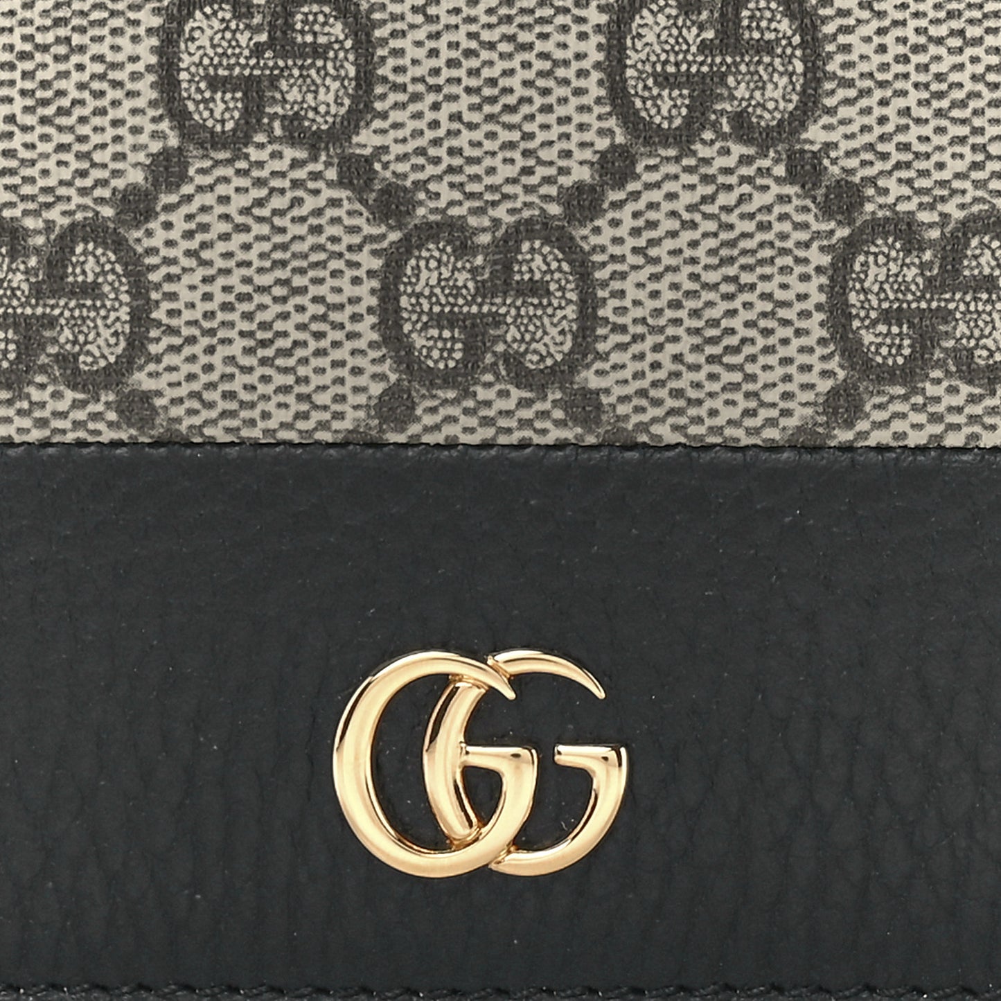 Dollar Calfskin GG Supreme Monogram GG Marmont Card Case Black Beige Ebony