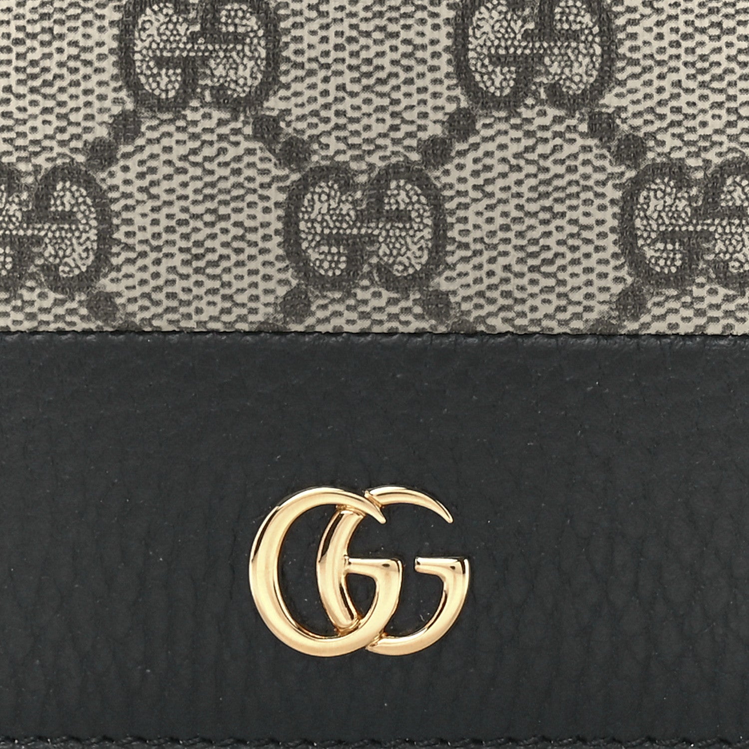 Gucci Dollar Calfskin GG Supreme Monogram GG Marmont Card Case Black Beige Ebony 7 of 11