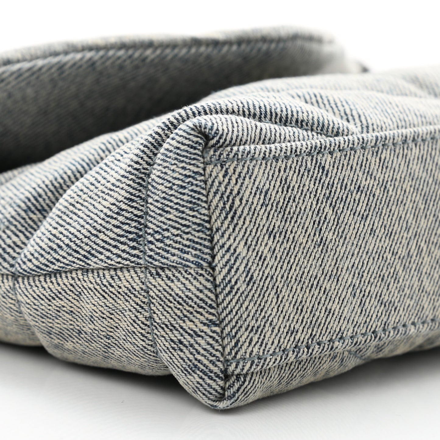 Denim Quilted Monogram Loulou Puffer Pouch Clutch Blue Gray Light Azur