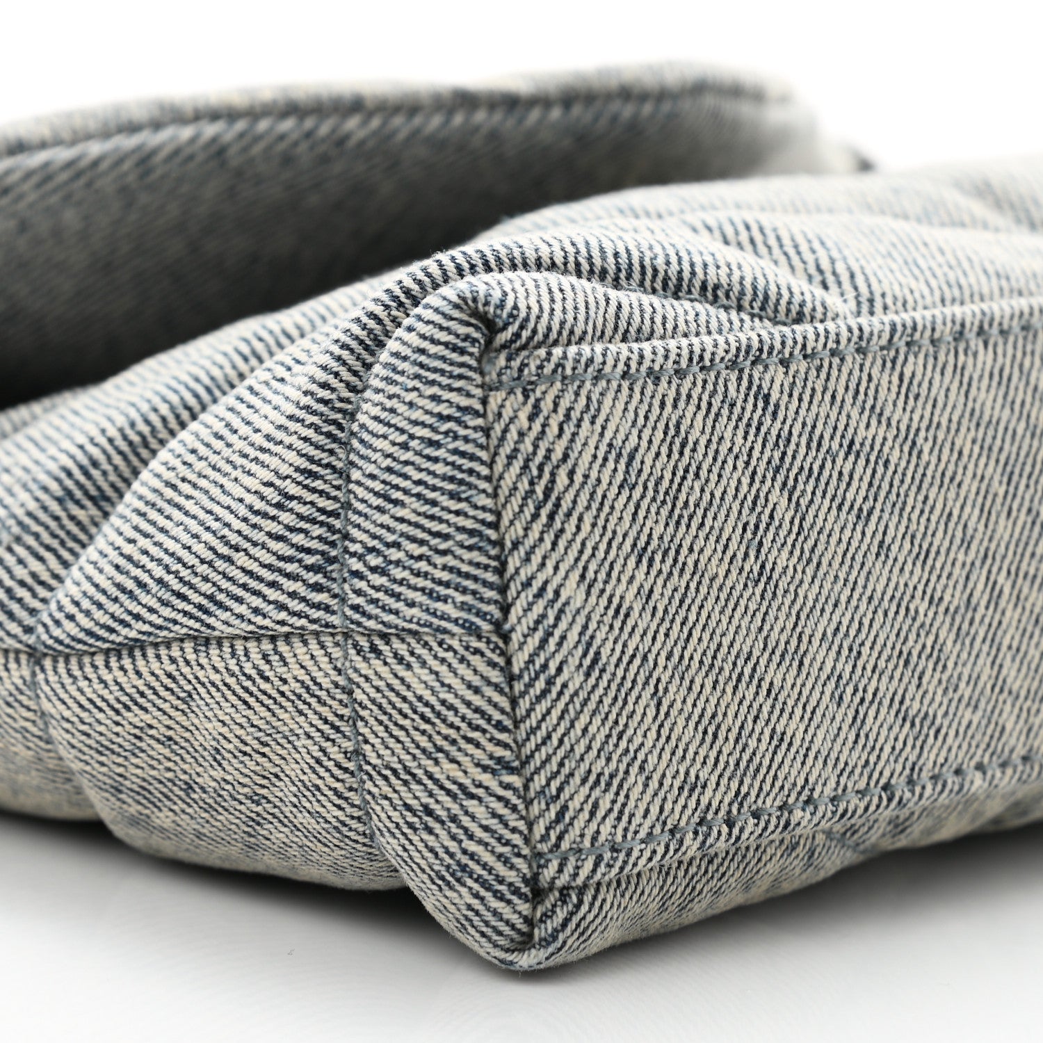 Saint Laurent Denim Quilted Monogram Loulou Puffer Pouch Clutch Blue Gray Light Azur 7 of 9