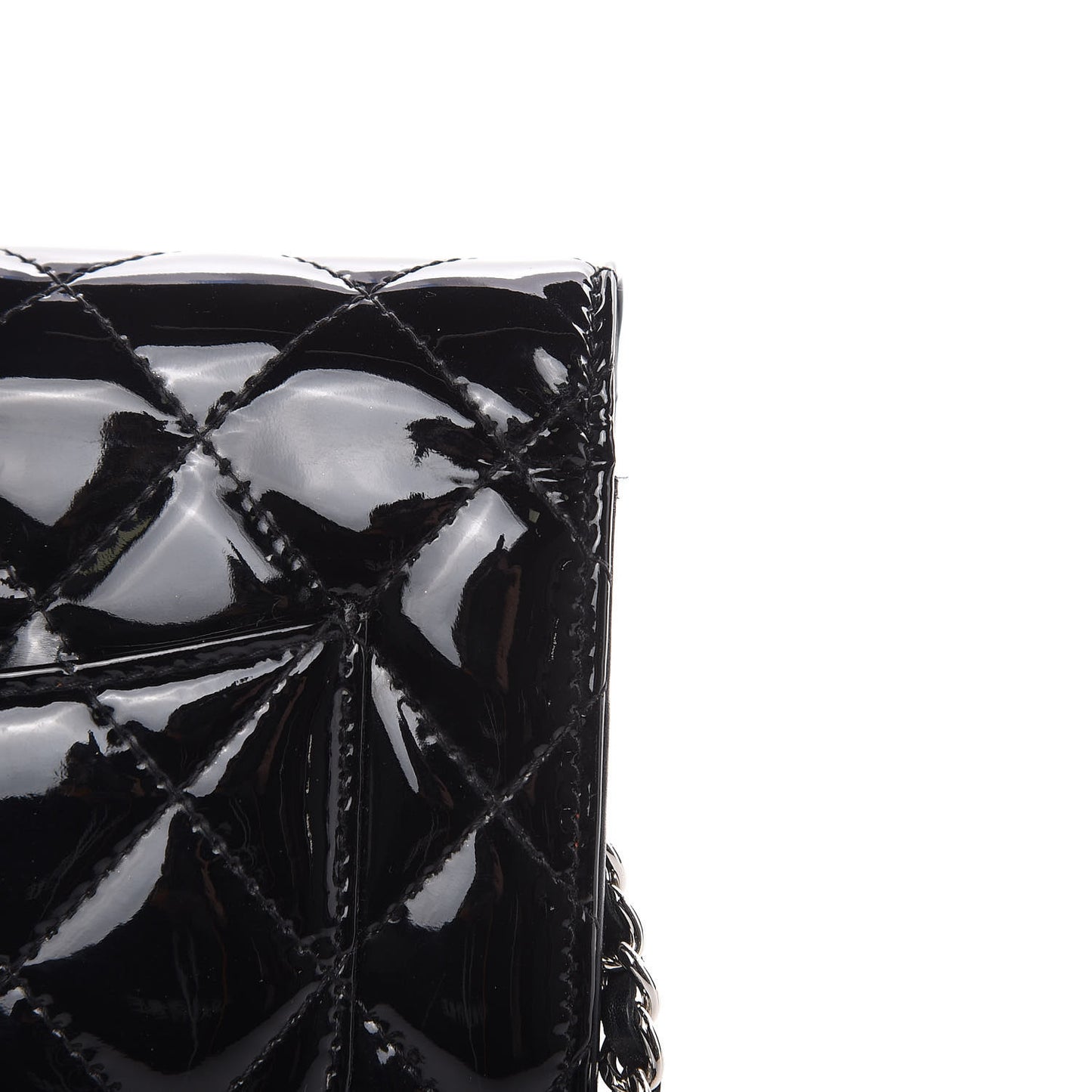 Patent Quilted Wallet On Chain WOC Black