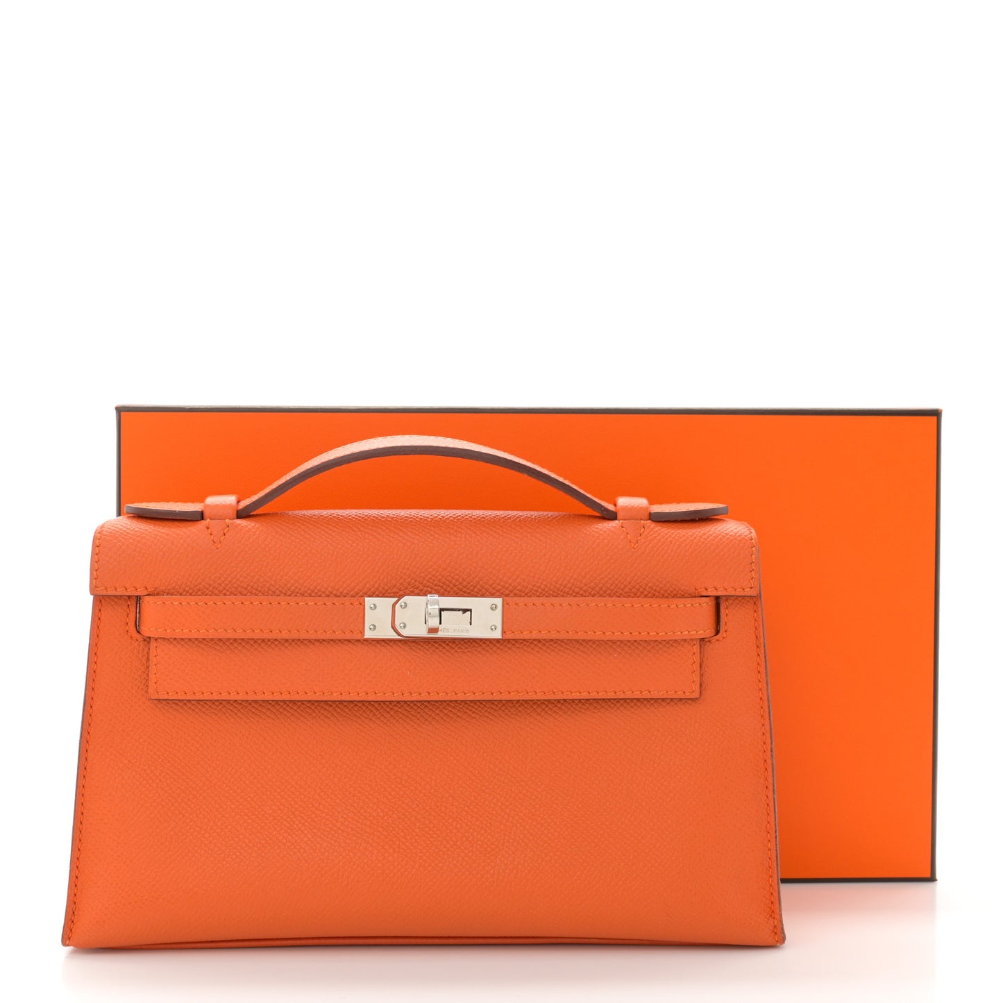 Epsom Kelly Pochette Clutch Orange