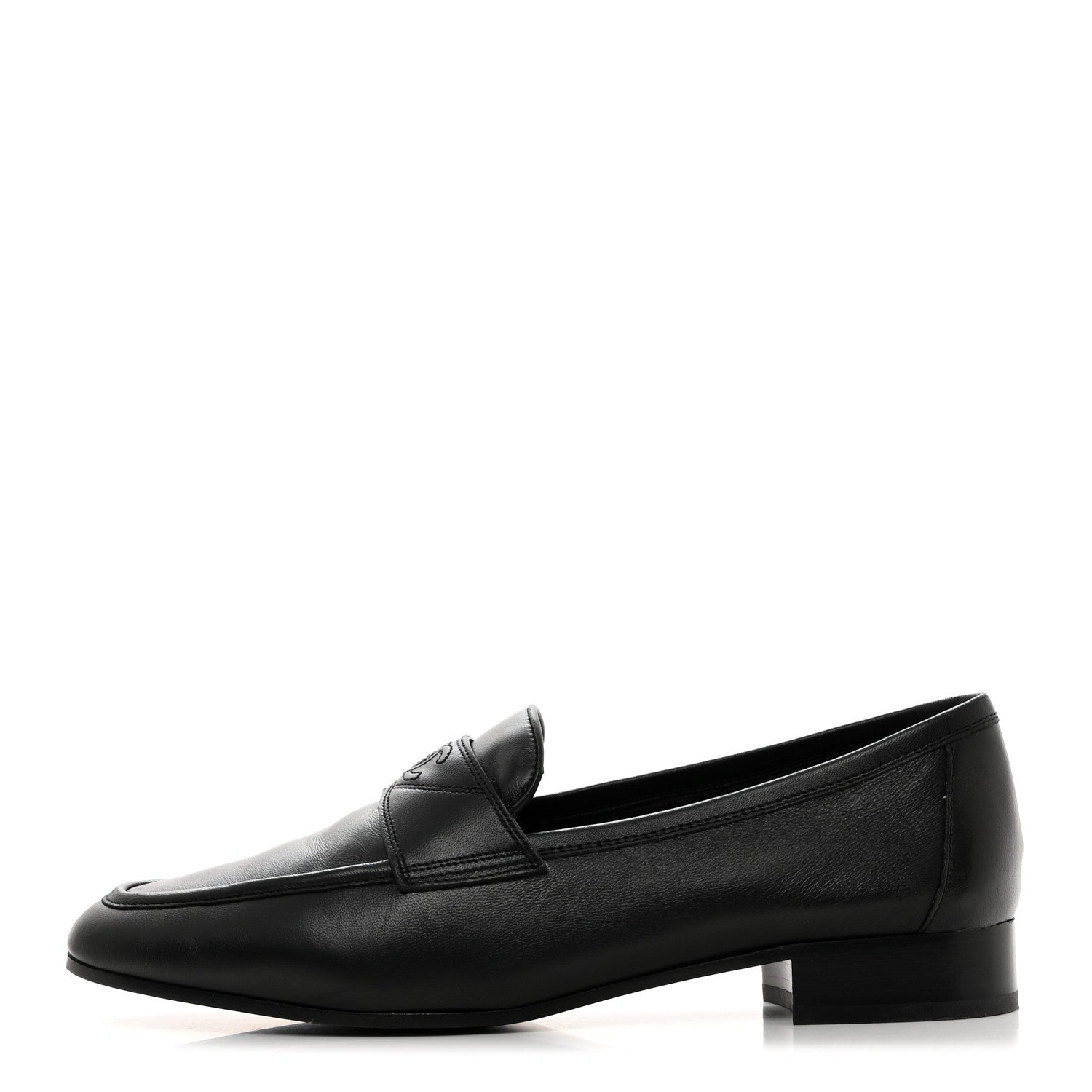 Chanel Calfskin Mens Stitched CC Loafers 42 Black 1 of 9