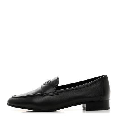 Chanel Calfskin Mens Stitched CC Loafers 42 Black 1 of 9