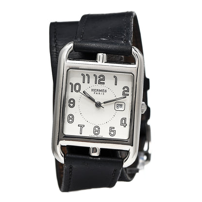 Hermes Stainless Steel Barenia 29mm Cape Cod Double Tour Quartz Watch Noir 1 of 8