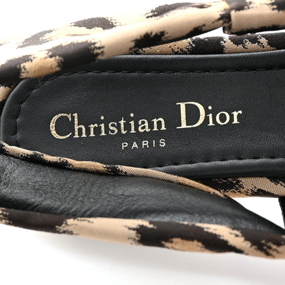 Christian Dior Nylon Leopard Print Mizza Slingback Flat 38 Beige Multicolor 7 of 10