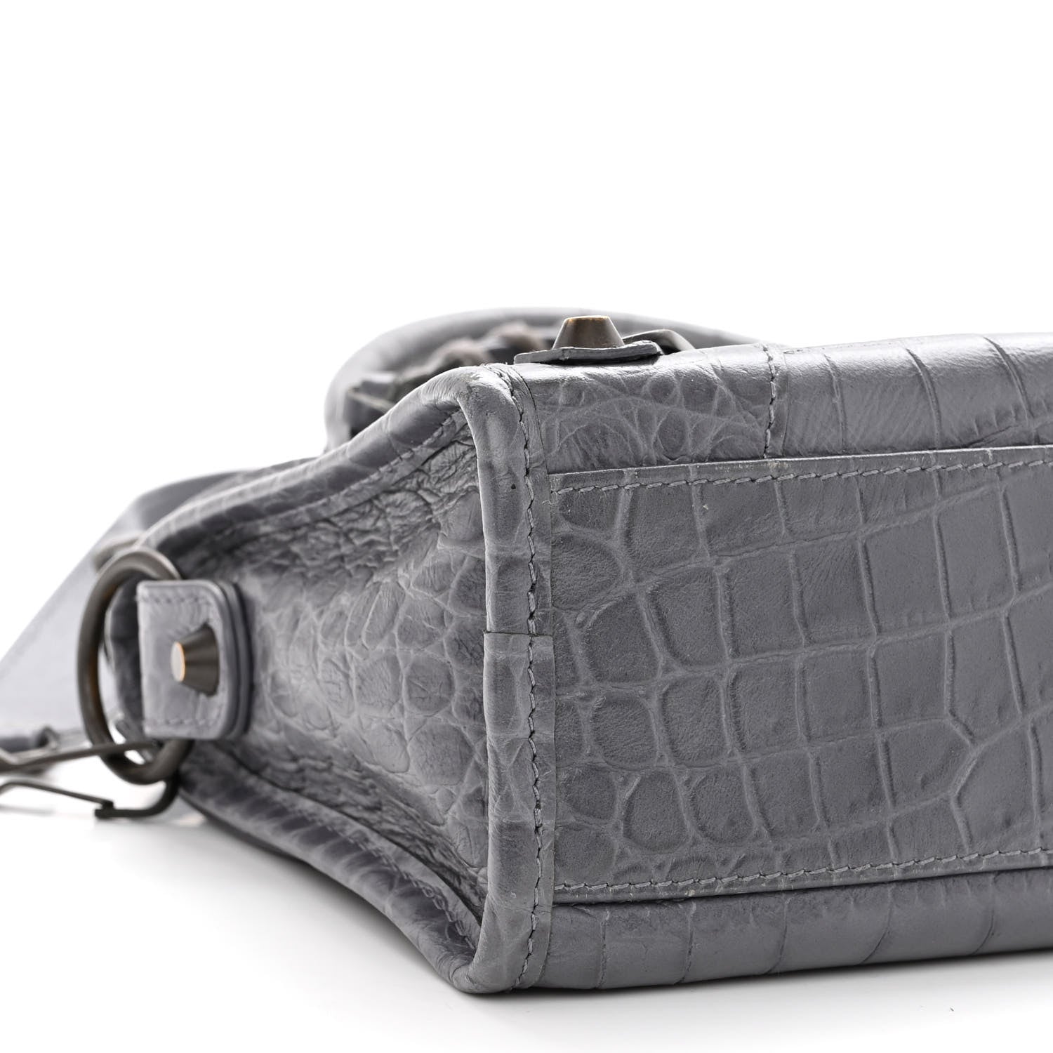 Balenciaga Calfskin Crocodile Embossed Classic Hardware Mini City Gris Beton 10 of 12