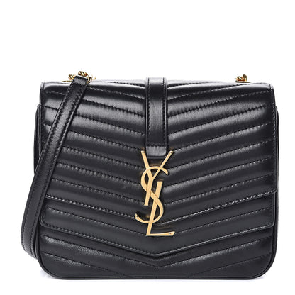 Saint Laurent Lambskin Matelasse Chevron Monogram Small Sulpice Bag Black 1 of 12