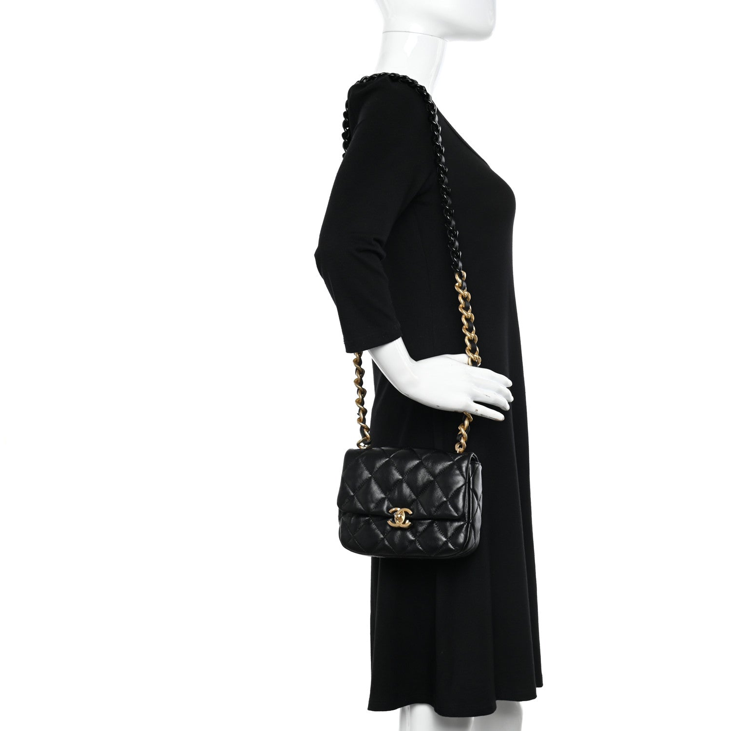 Chanel Lambskin Quilted Mini Lacquered Chain Flap Black 2 of 10