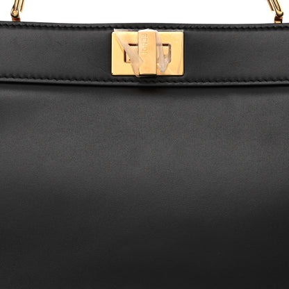 Fendi Vitello King Luxor Shiny Nappa Medium Peekaboo I SEE U East West Satchel Black Light Rose 8 of 11
