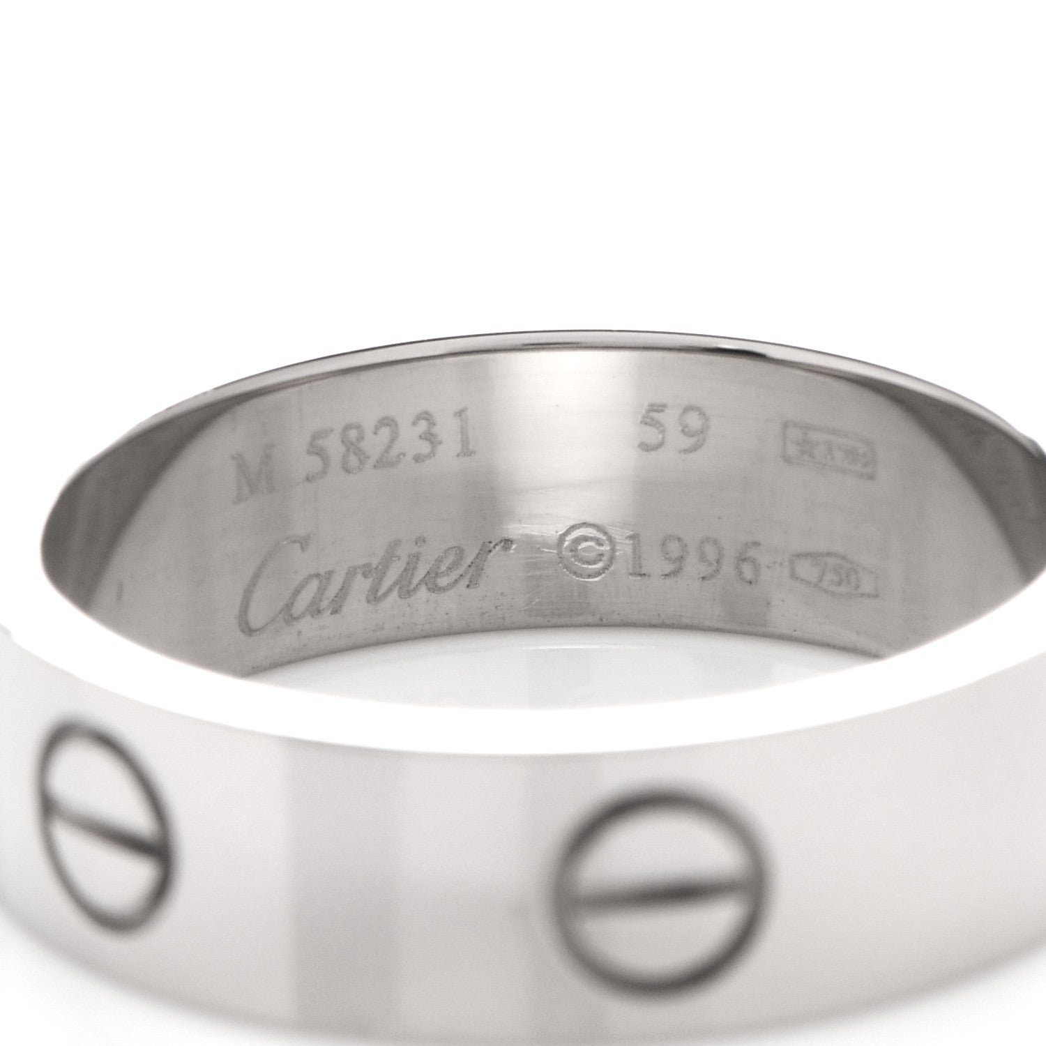 Cartier 18K White Gold 5.5mm LOVE Ring 59 8.75 4 of 4