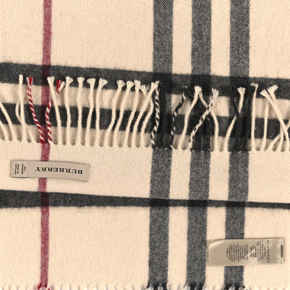 Burberry Cashmere Giant Check Fringe Scarf Stone 3 of 3