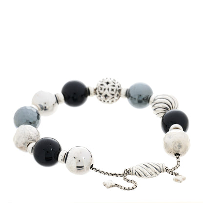 David Yurman Sterling Silver Black Onyx Hematine 14mm Elements Bead Bracelet 2 of 2