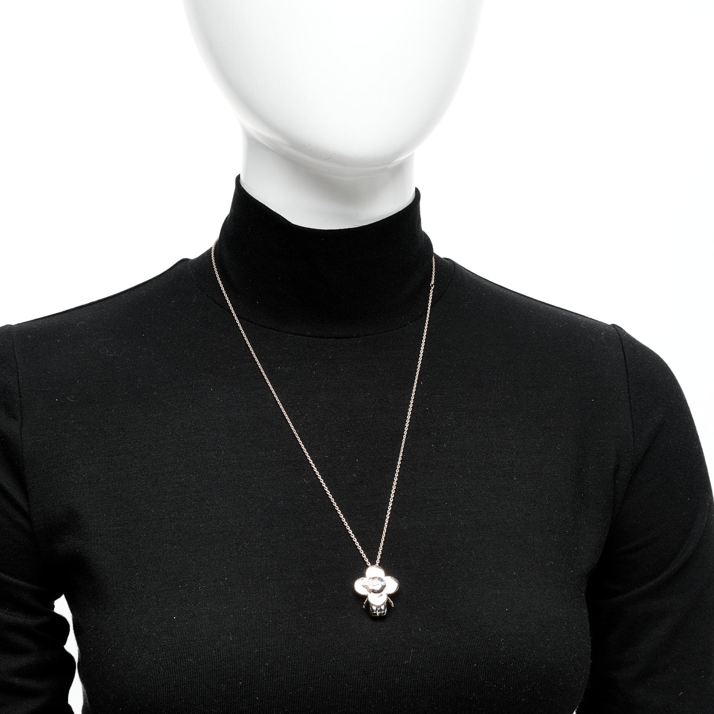 18K White Rose Gold Diamond Vivienne Pendant Necklace