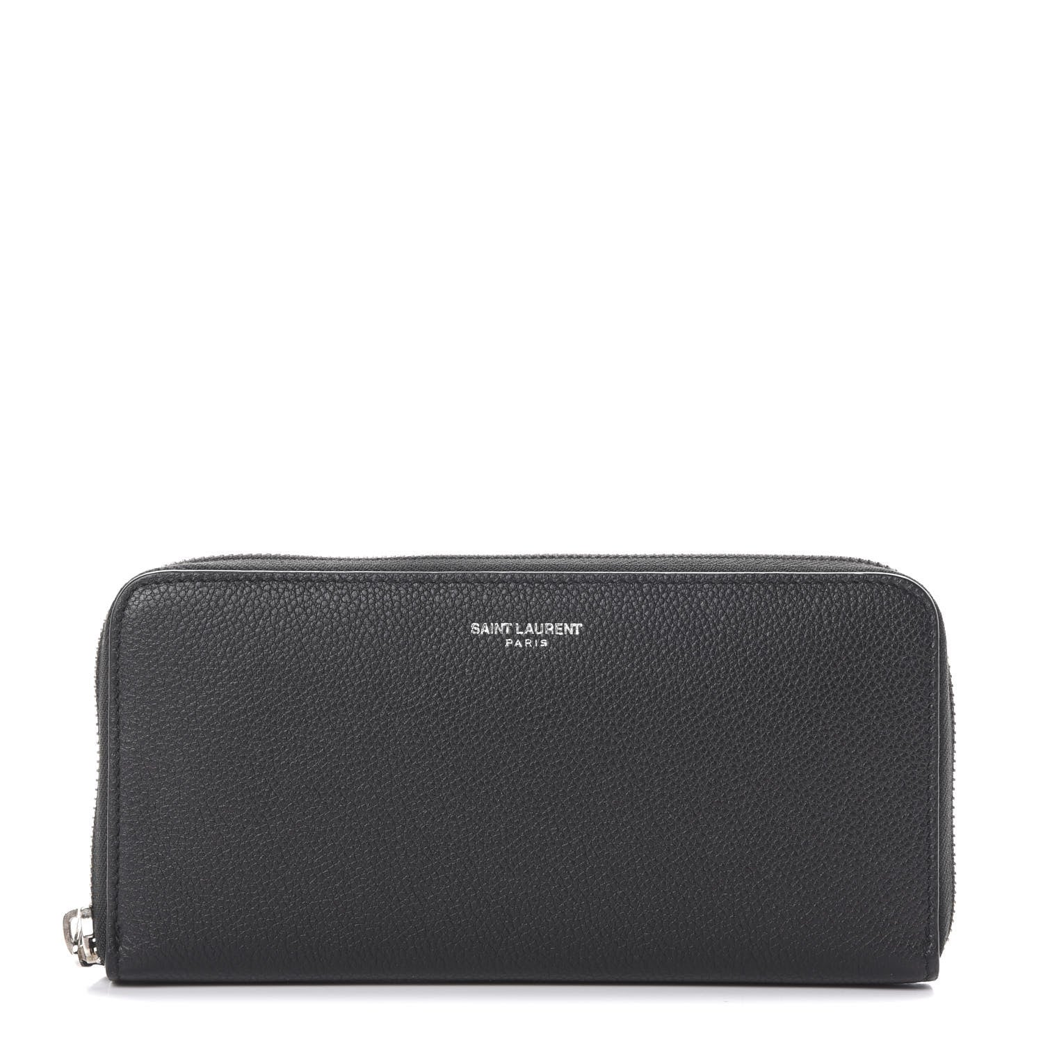 Saint Laurent Grained Calfskin Rive Gauche Zip Around Wallet Black 1 of 7