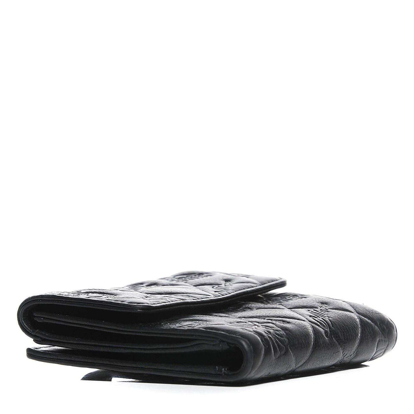 Calfskin Lucky Symbols Compact French Wallet Black