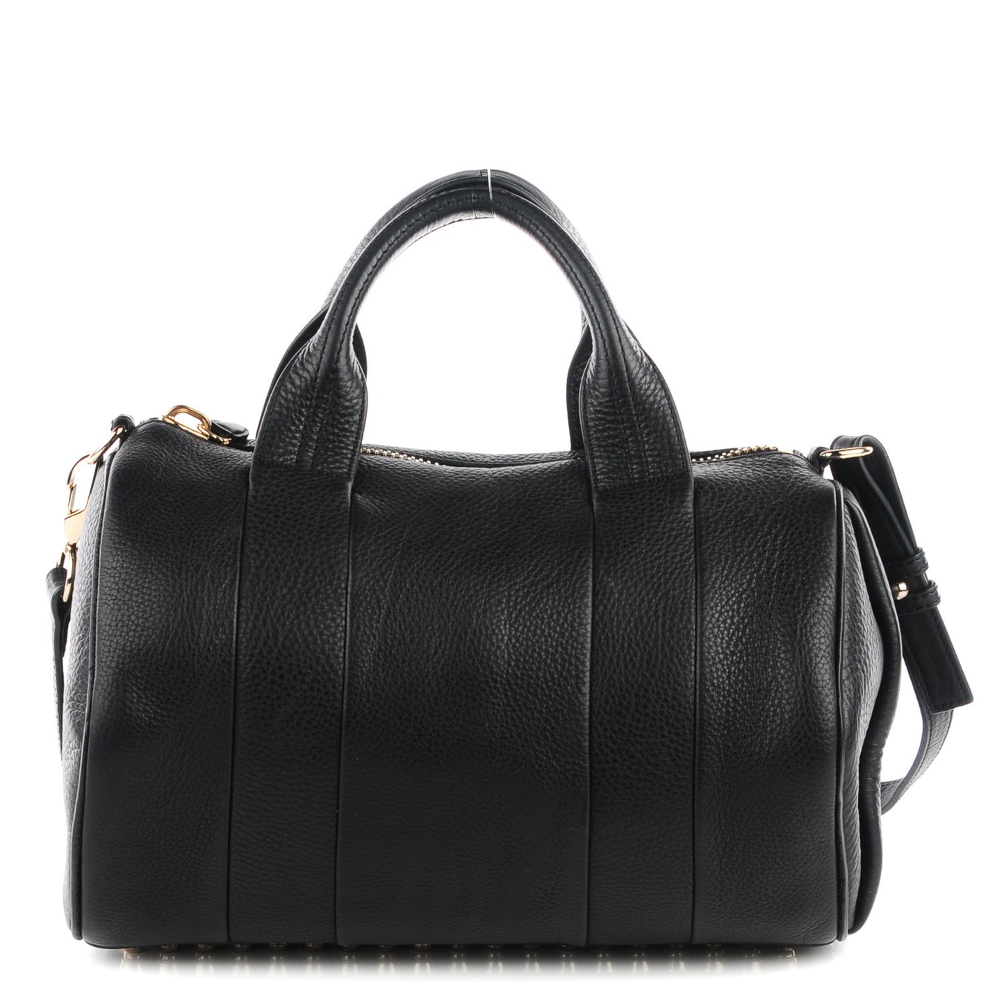 Pebbled Lambskin Rocco Duffel Black Pale Gold Hardware