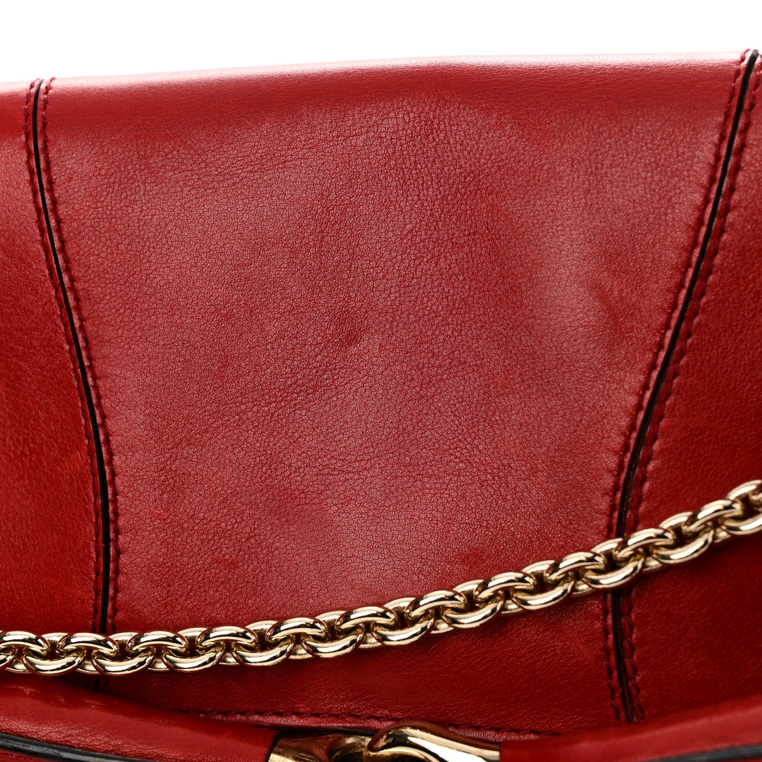 Gucci Calfskin Horsebit Chain Clutch Red 11 of 14