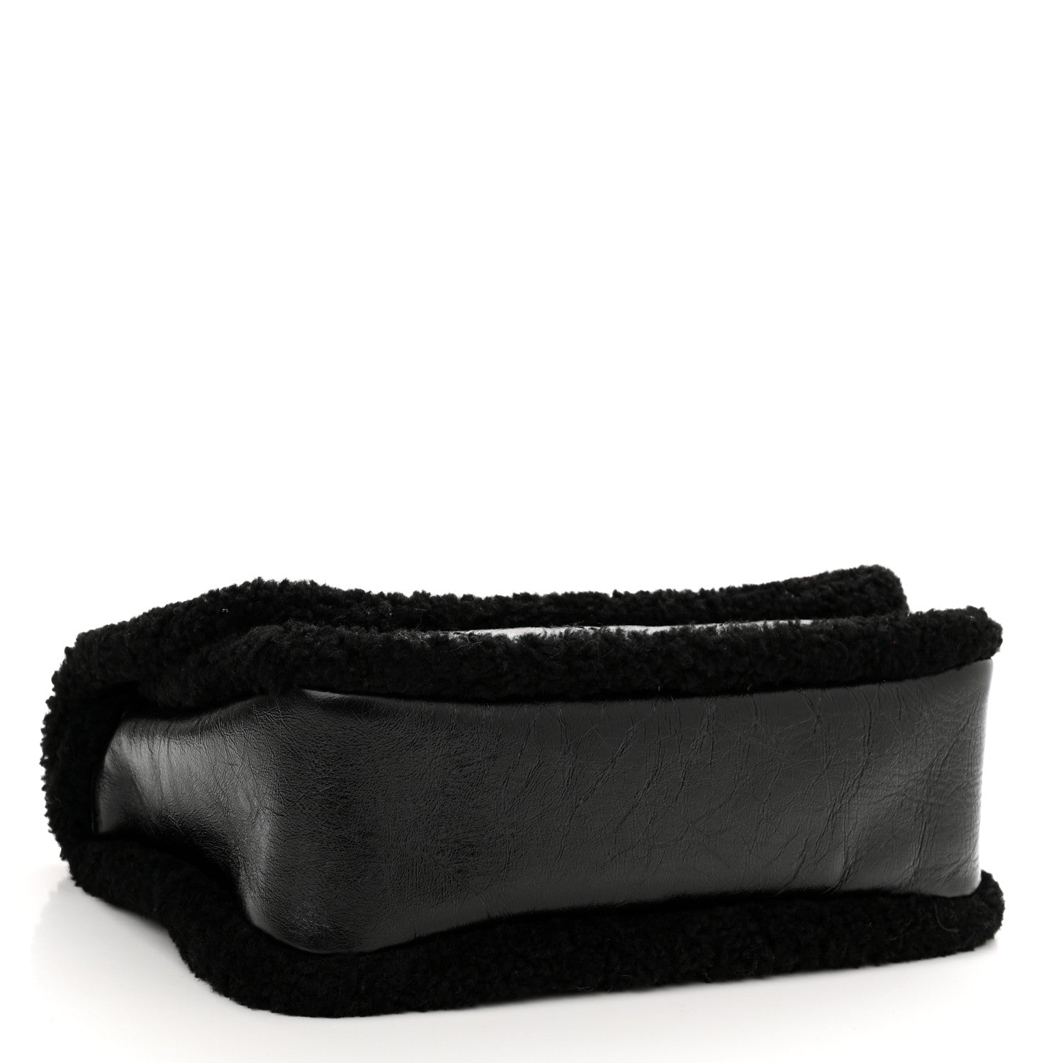 Saint Laurent Crinkled Calfskin Shearling Monogram Medium Niki Chain Satchel Black 4 of 11