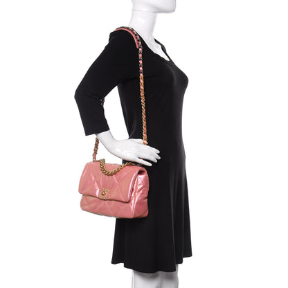 Chanel Iridescent Calfskin Quilted Medium 19 Flap Pink 2 of 11