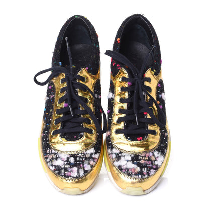 Chanel Tweed Lambskin Runway Sneakers 38 Black Multicolor 5 of 10