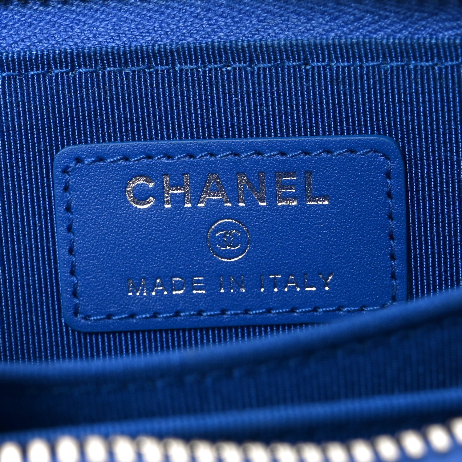 Chanel Caviar Chevron Quilted Zip Around Coin Purse Blue 6 of 8