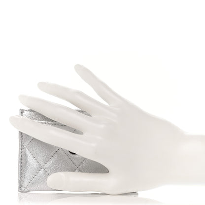 Chanel Metallic Lambskin Quilted Card Holder Silver 2 of 10