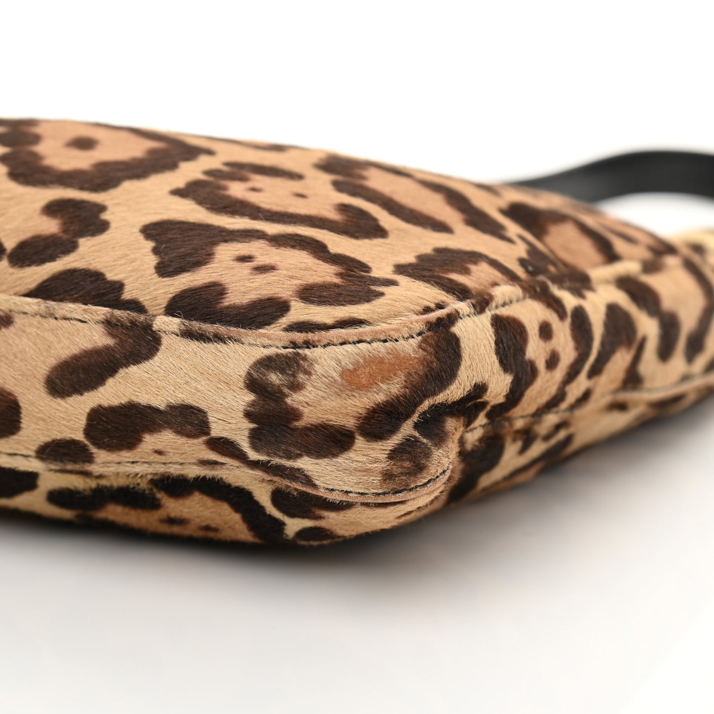 Calf Hair Leopard Print Shoulder Bag Brown Black