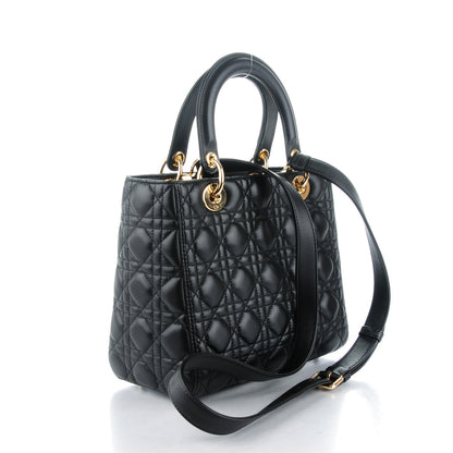 Christian Dior Lambskin Cannage Medium Lady Dior Black 3 of 7