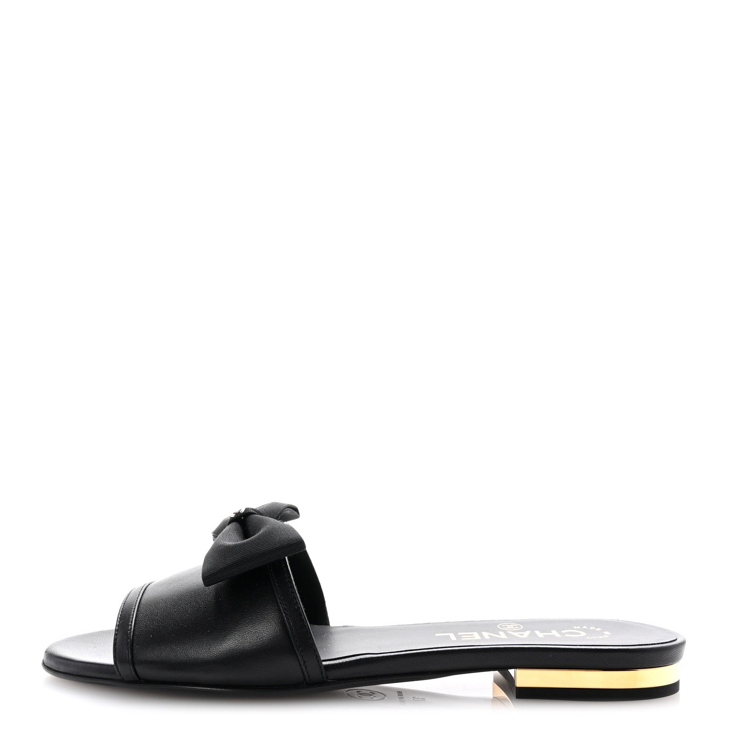 Chanel Lambskin Grosgrain CC Bow Mules 37 Black 1 of 10