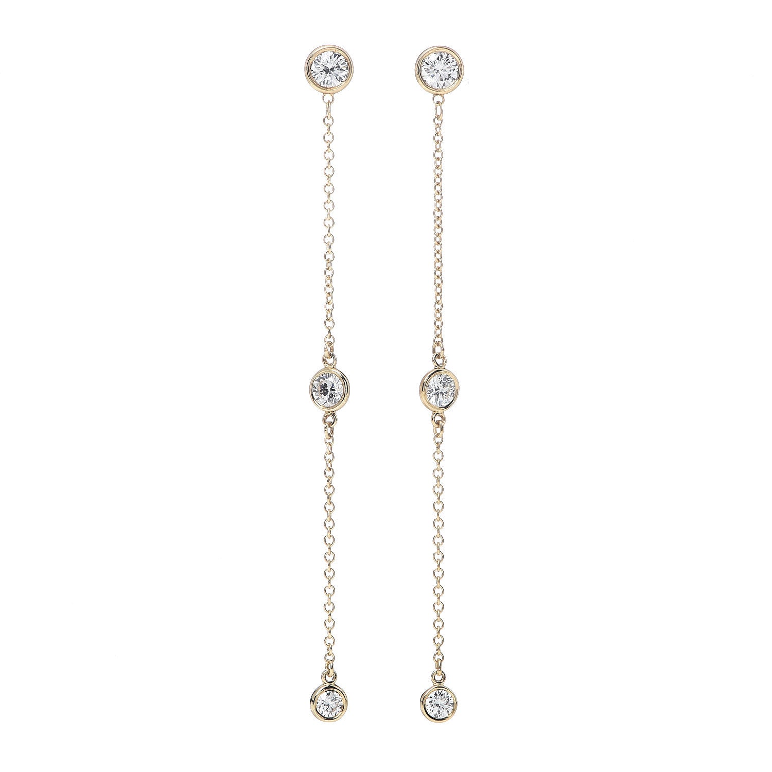 Tiffany 18K Yellow Gold Diamond .80ct Elsa Peretti Diamonds by the Yard Earrings 1 of 4