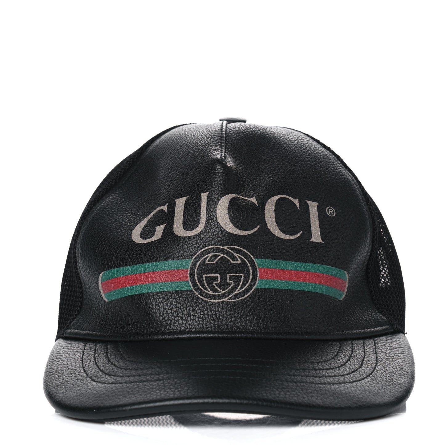 Grained Calfskin Logo Baseball Hat L Black