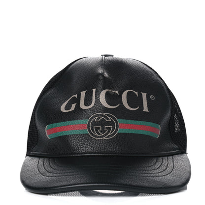 Gucci Grained Calfskin Logo Baseball Hat L Black 2 of 4