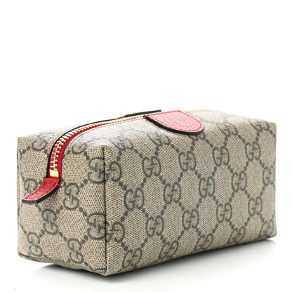 Gucci Soft GG Supreme Monogram Calfskin Small Ophidia Cosmetic Case Beige Ebony Hibiscus Red 3 of 7