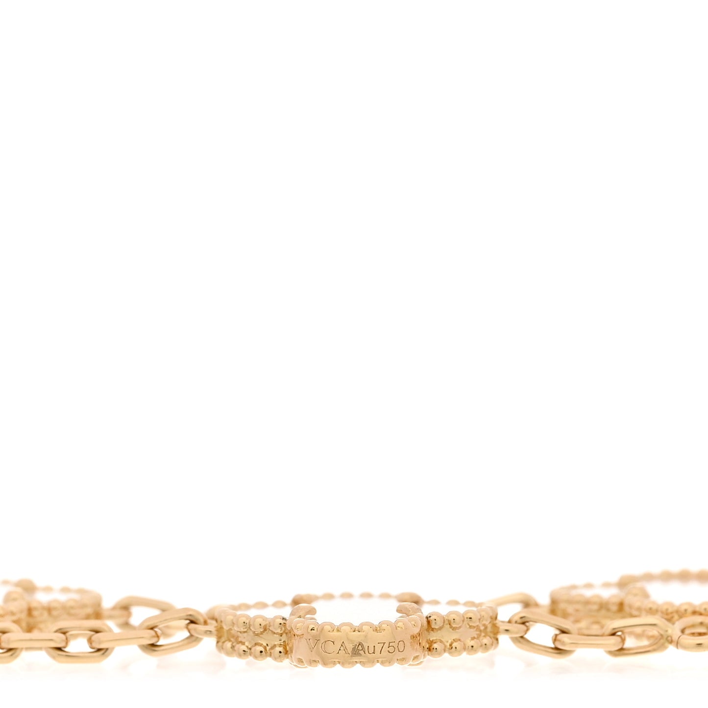18K Yellow Gold Mother of Pearl 5 Motifs Vintage Alhambra Bracelet
